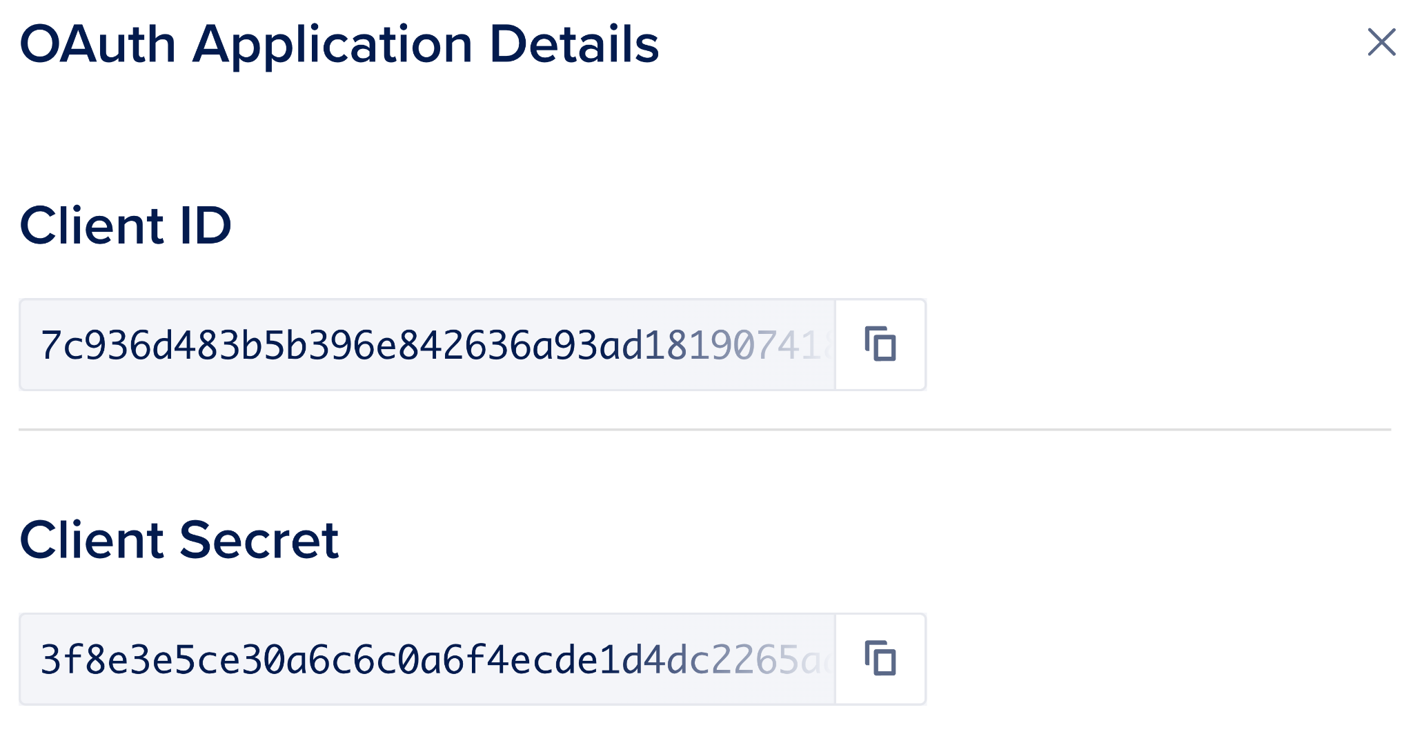 OAuth Application Client ID and Client Secret
