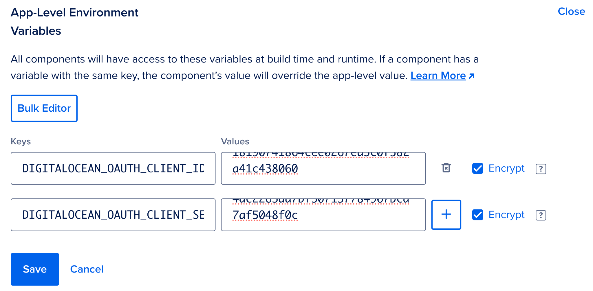 App Platform Environment Variables